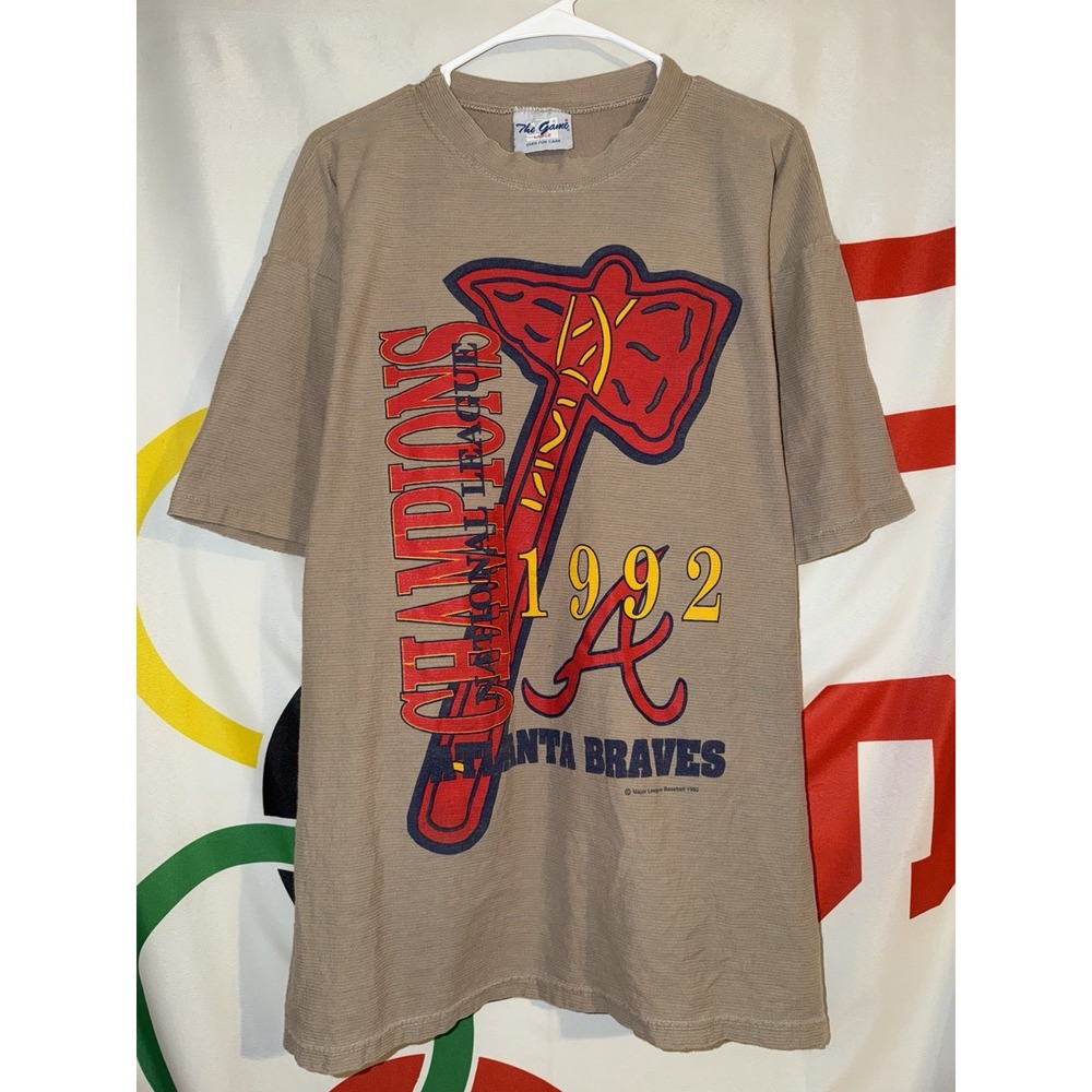 Vintage The Game Atlanta Braves T Shirt Large 1992 NL Champs 90s Baseball